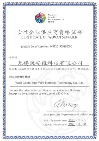 CERTIFICATE OF WOMAN SUPPLIER